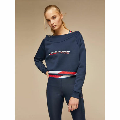 Women’s Sweatshirt without Hood Tommy Hilfiger Crop V Neck Dark blue-7