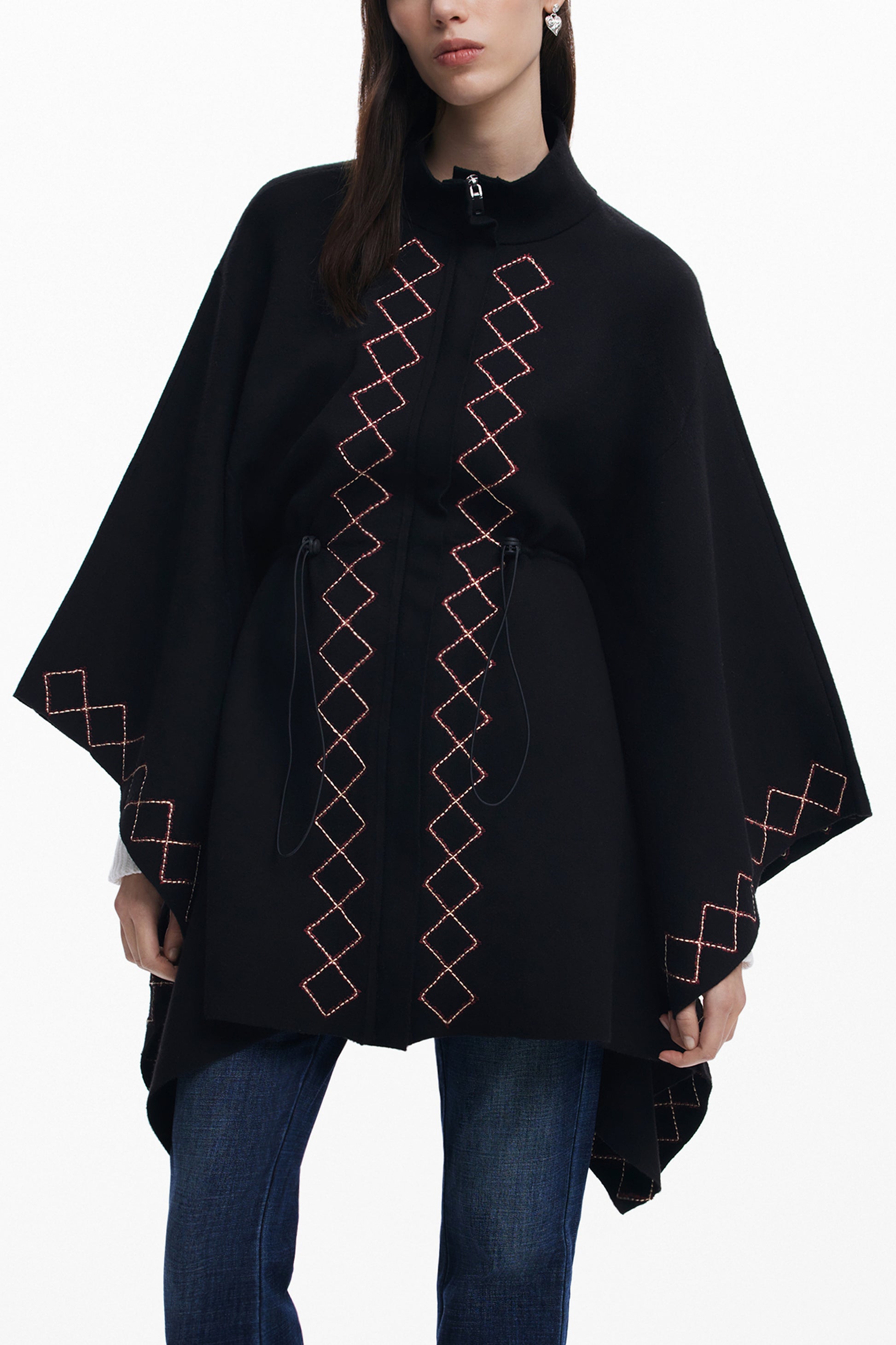DESIGUAL WOMEN'S BLACK PONCHO-0