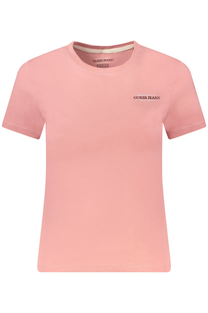 GUESS JEANS WOMEN'S SHORT SLEEVE T-SHIRT PINK-0