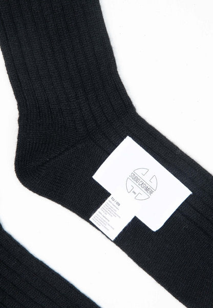 Chaussettes cachemire 4 fils noir - UNI 12-1