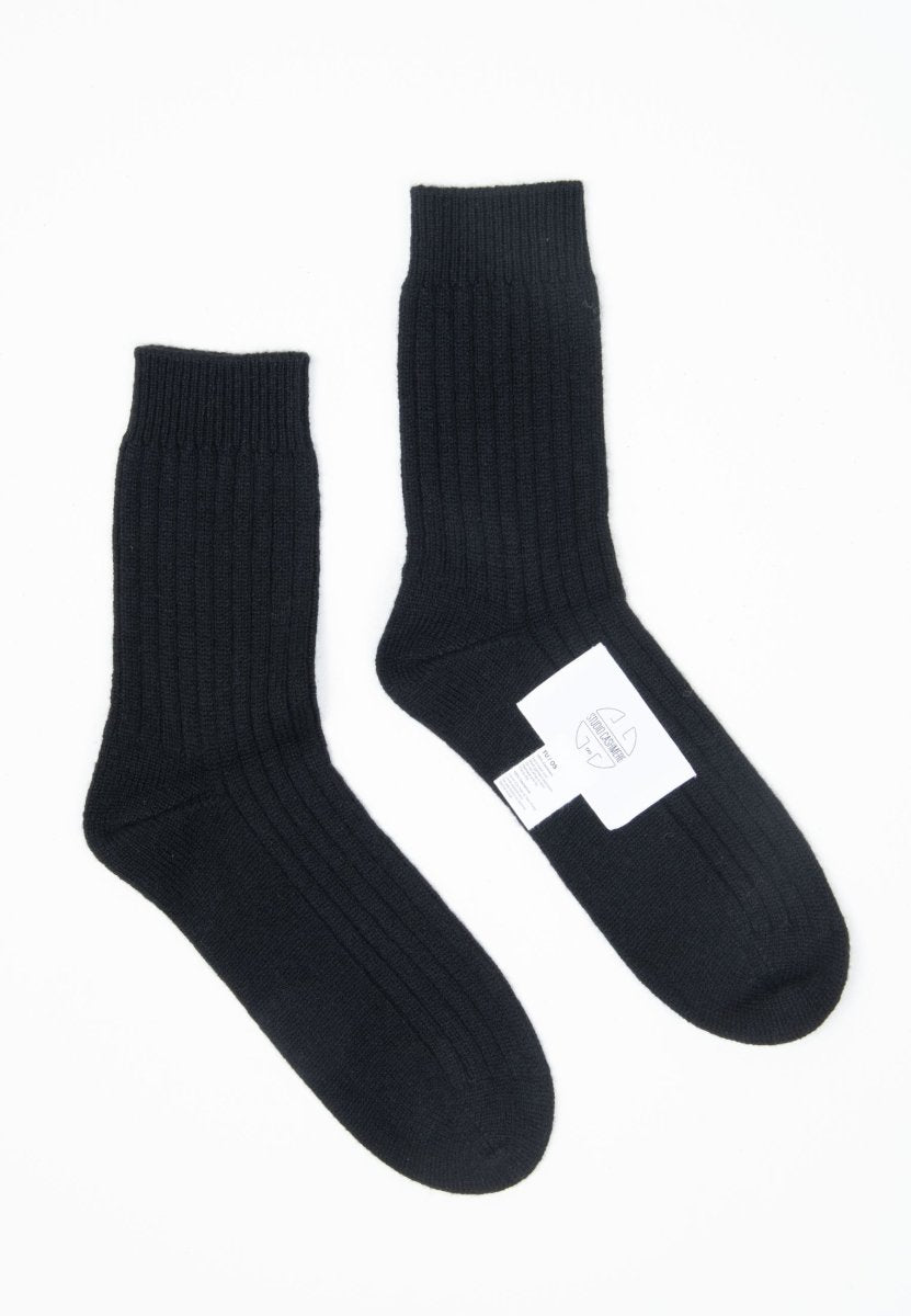 Chaussettes cachemire 4 fils noir - UNI 12-0